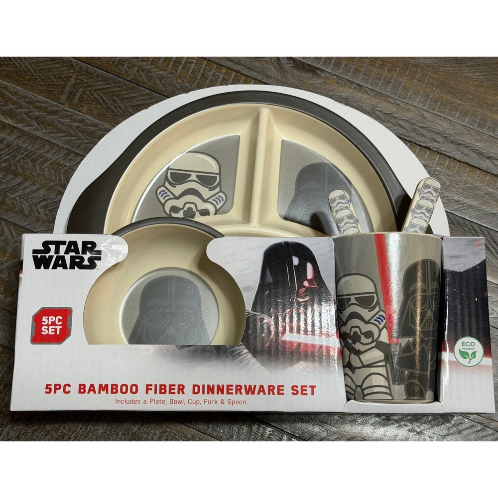 Disney Star Wars Dinnerware Set Kids OS Multi New Bamboo Fiber 5PC Darth Vader